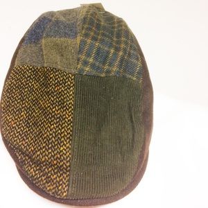 Olive Newsboy cap Corduroy plaid & tweed